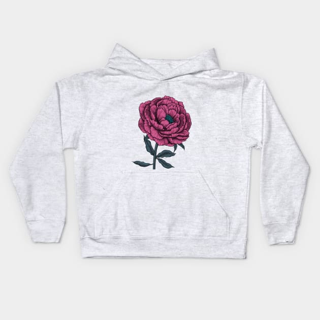 Peony drawing 3 Kids Hoodie by katerinamk